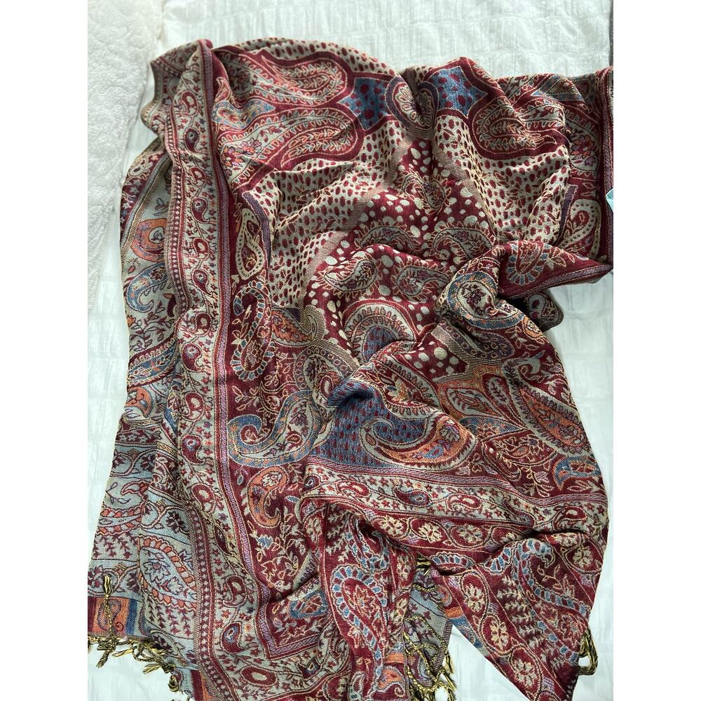 Printed Scarf Multi-Color with Finge Tassles